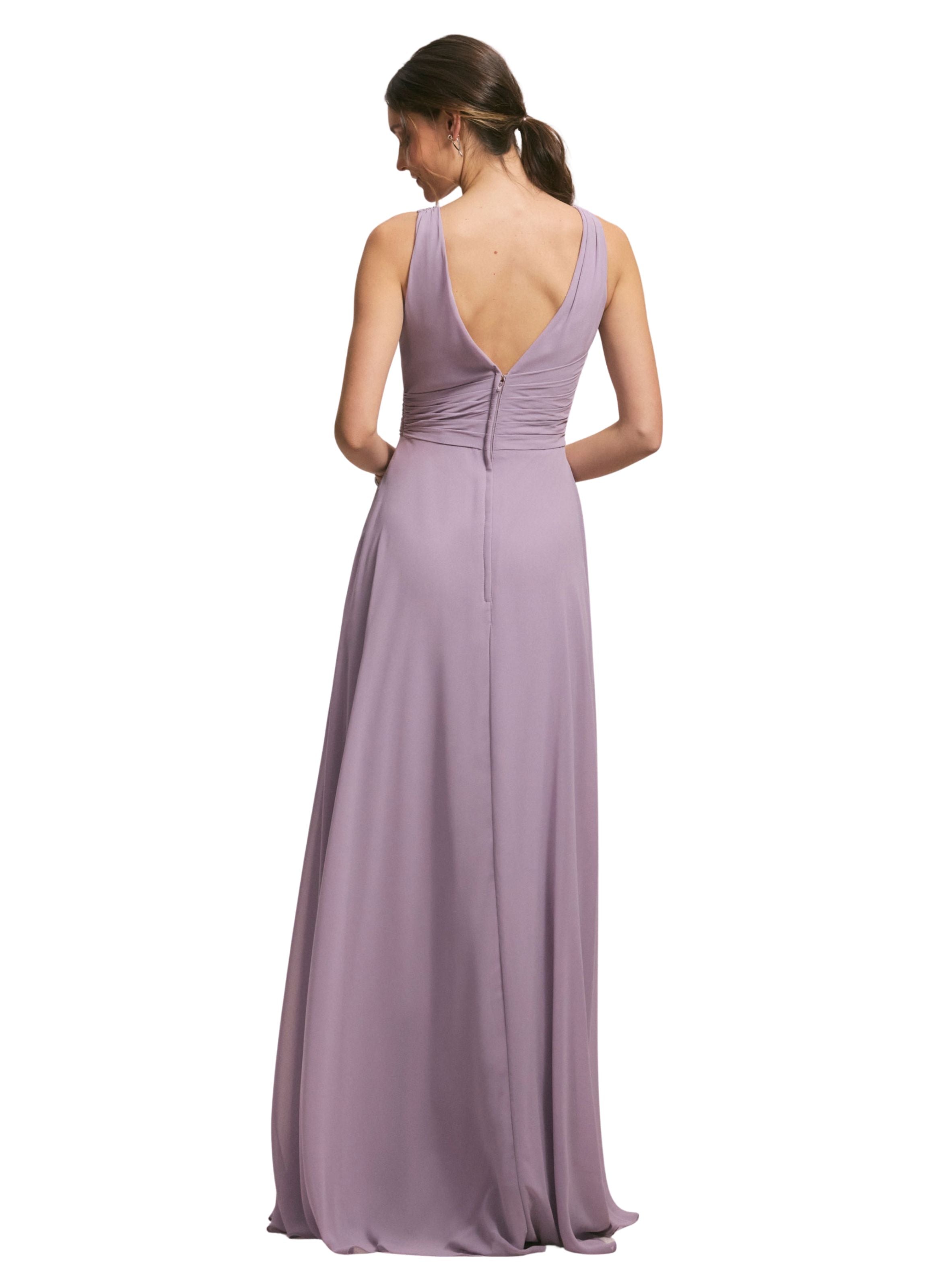 V-Neck Chiffon Bridesmaid Dress with Cascading Ruffle Amore Gowns 13