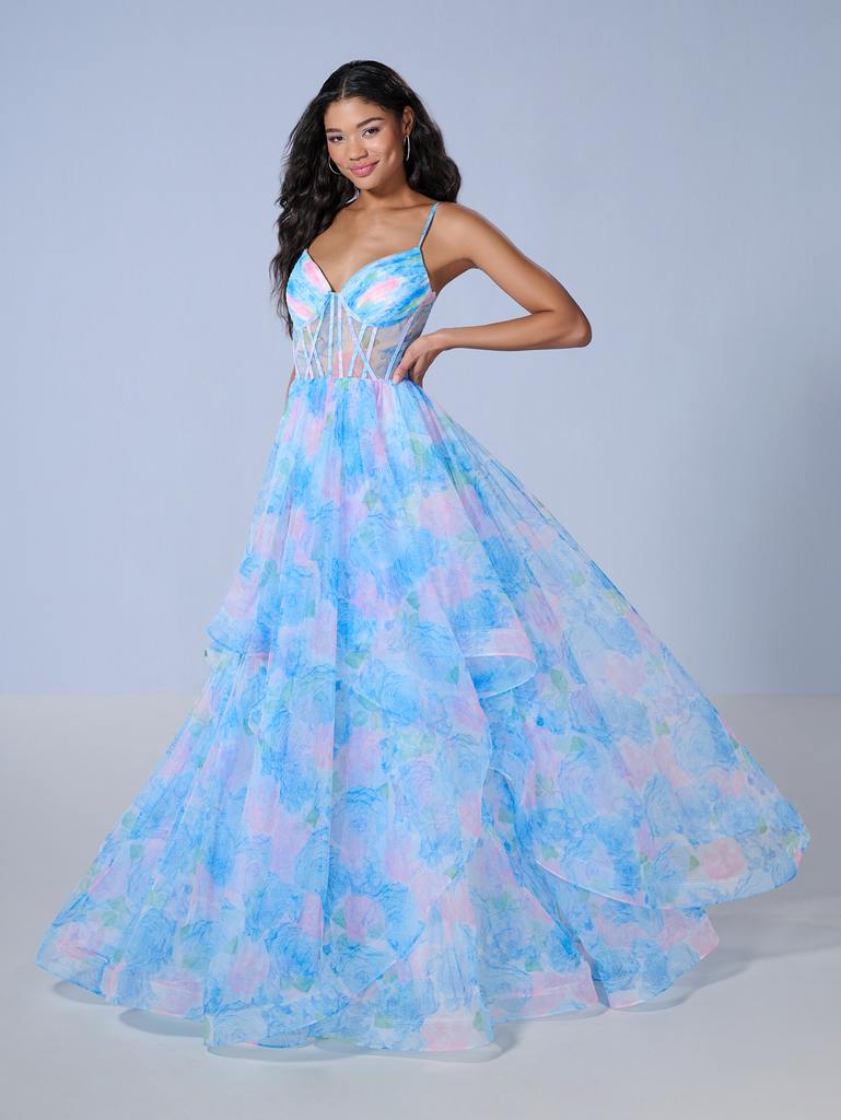 16163 Amore Gowns 16163_Cerulean-Floral_1-769x1024