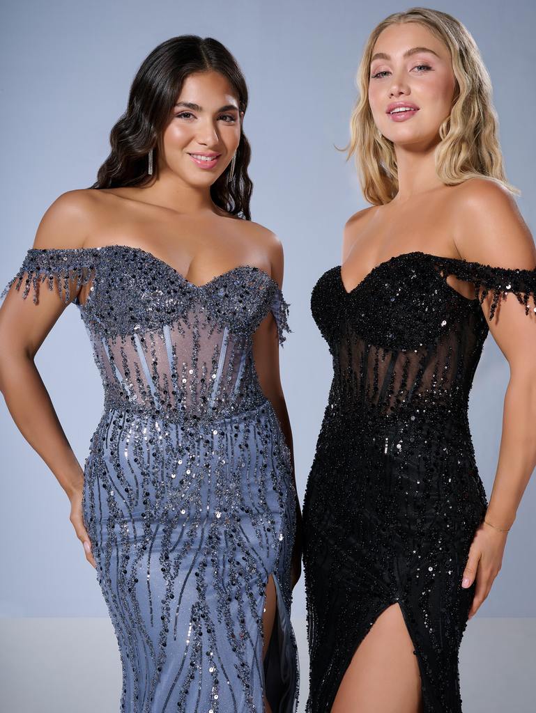 16233 Amore Gowns 16233_Slate_Black_1-769x1024