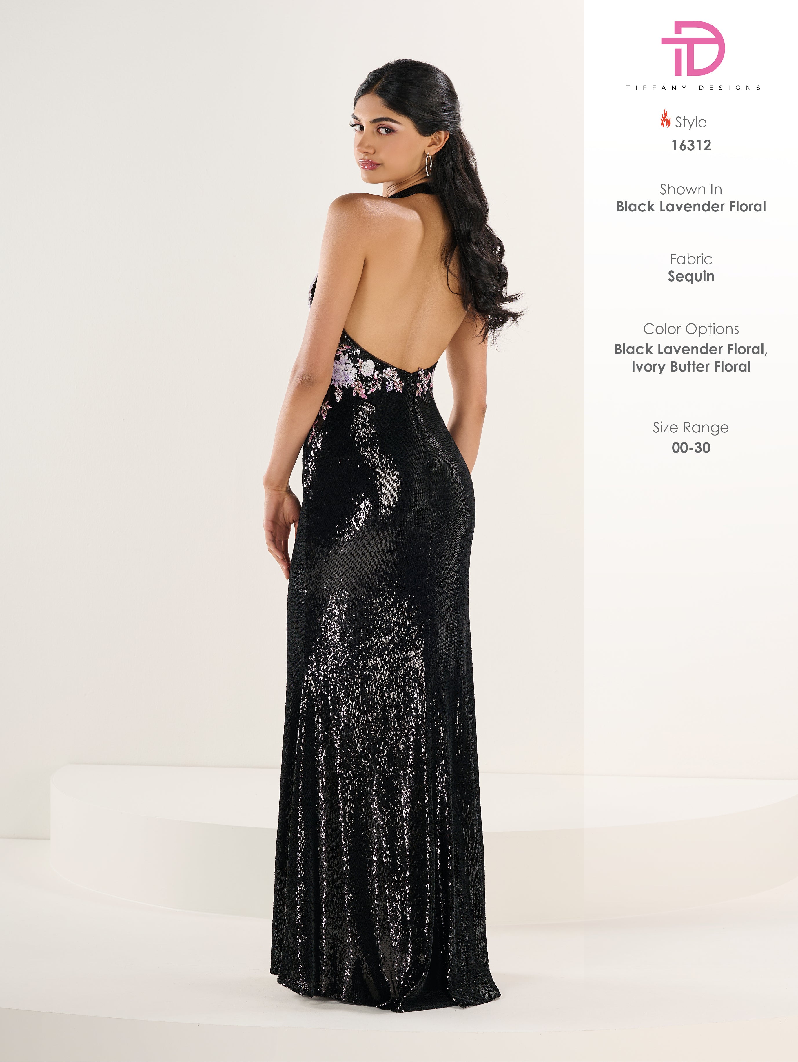 16312 Amore Gowns 16312_172_BlackLavenderFloral