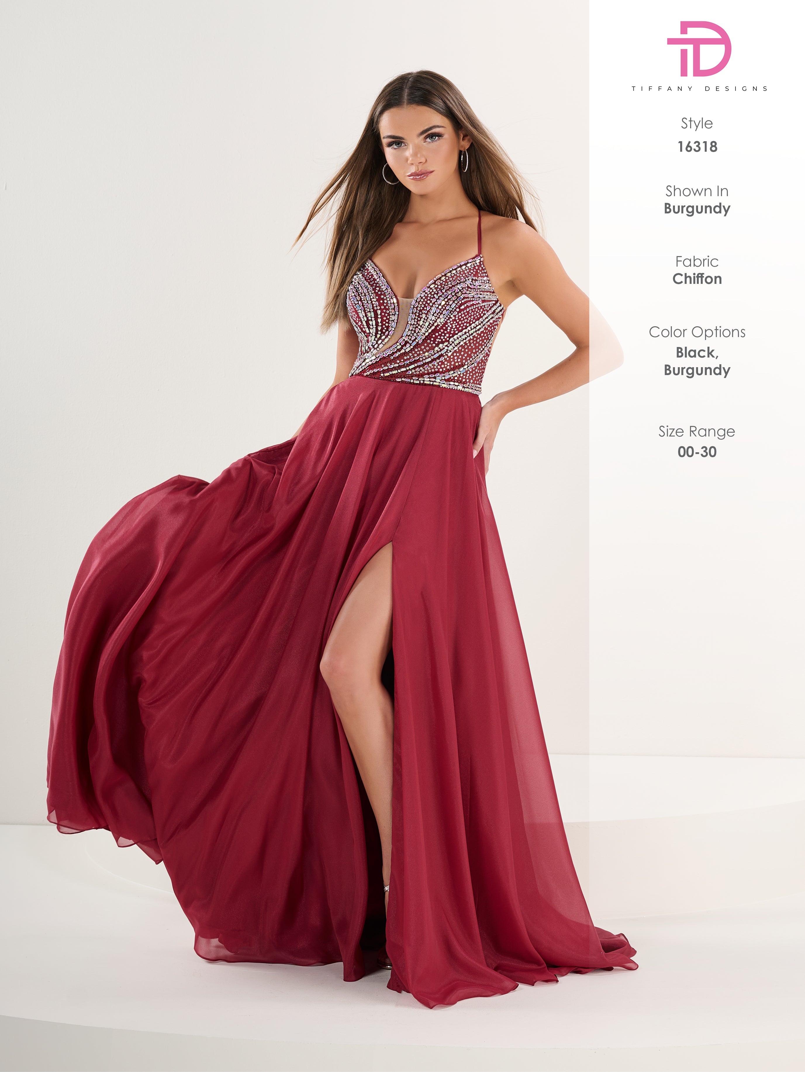 16318 Amore Gowns 16318_186_Burgundy