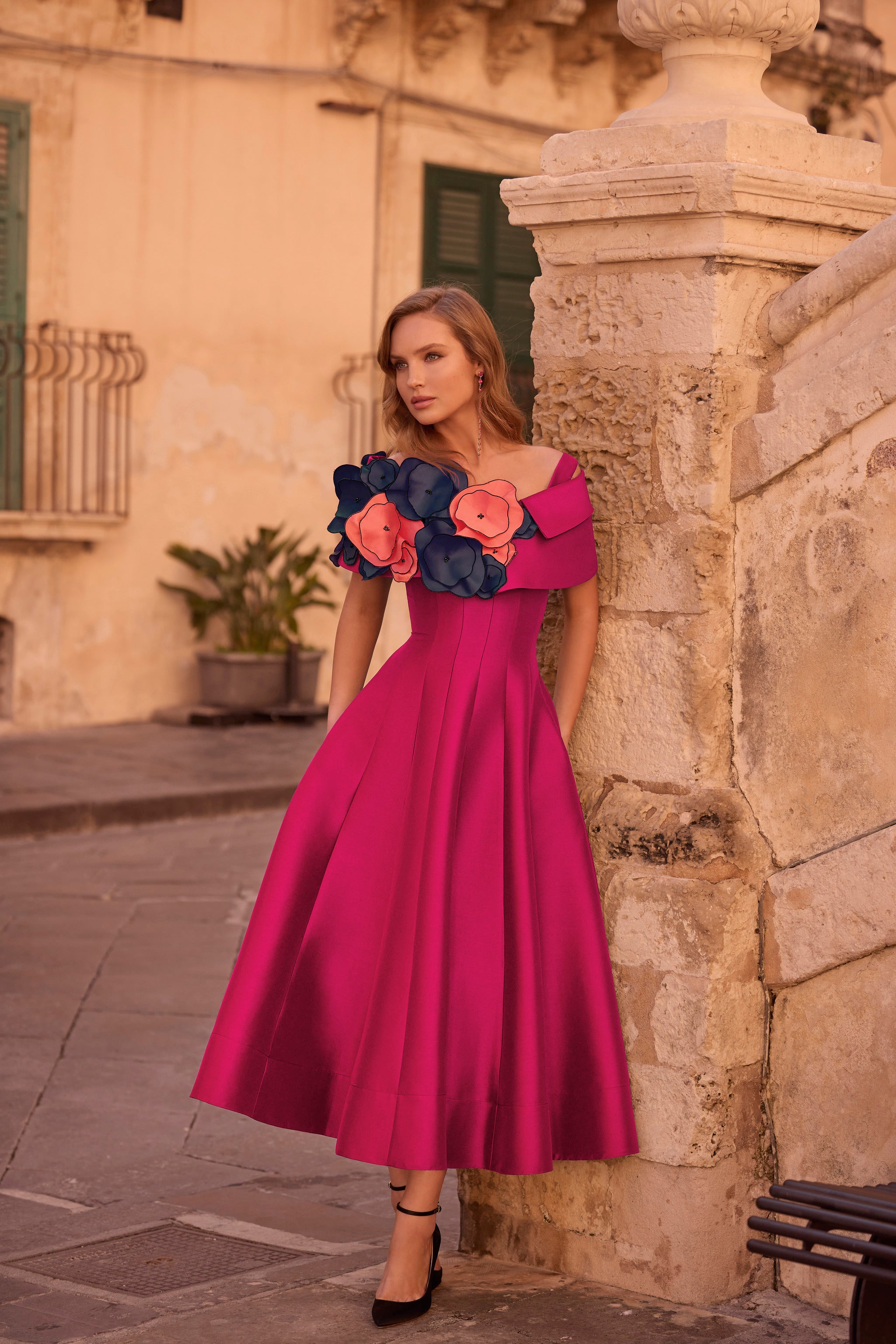 25094 Amore Gowns 25094_Hot_Pink_Navy_Coral