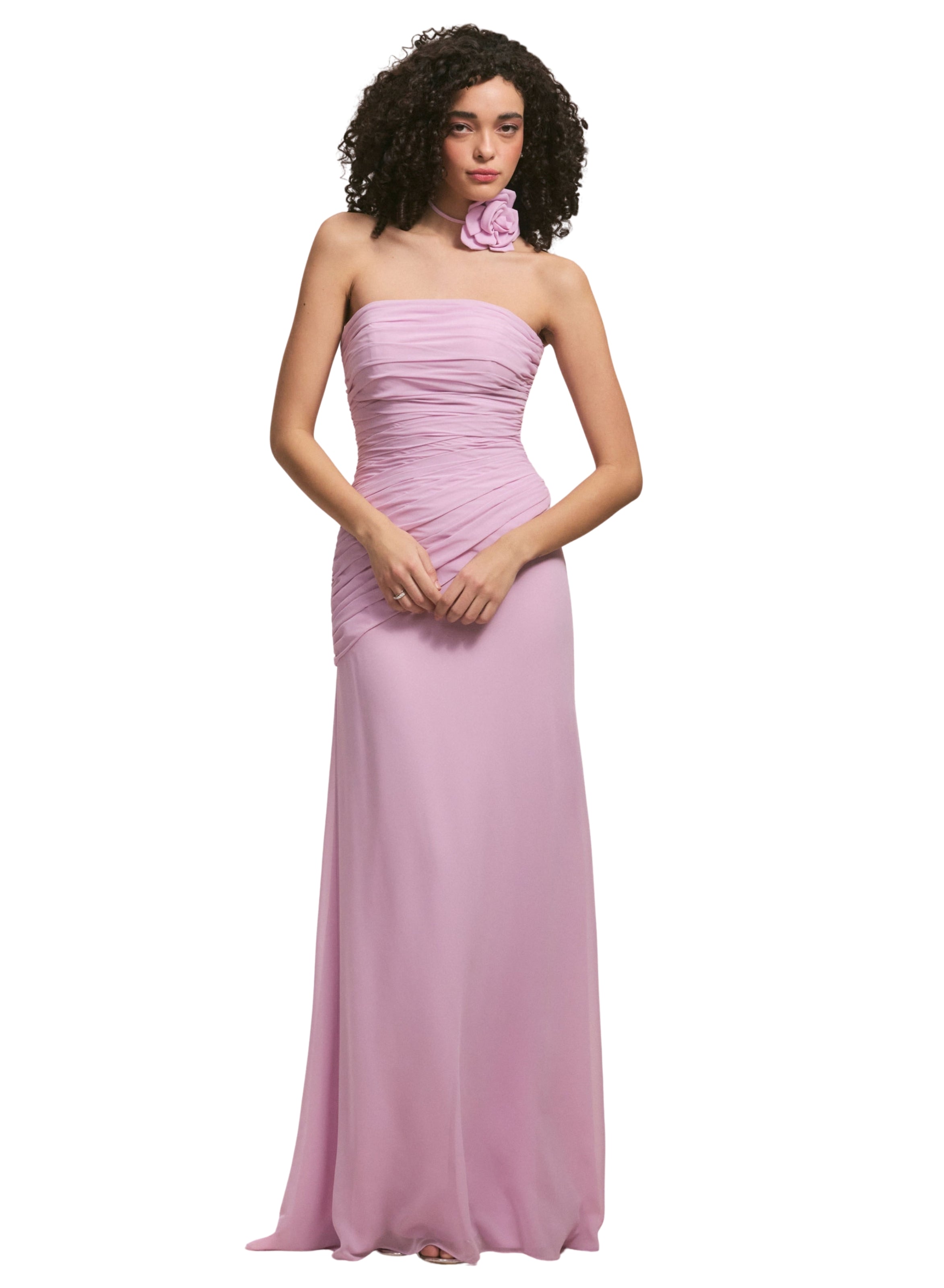 Asymmetric Dropped Waist Chiffon Bridesmaid Dress
