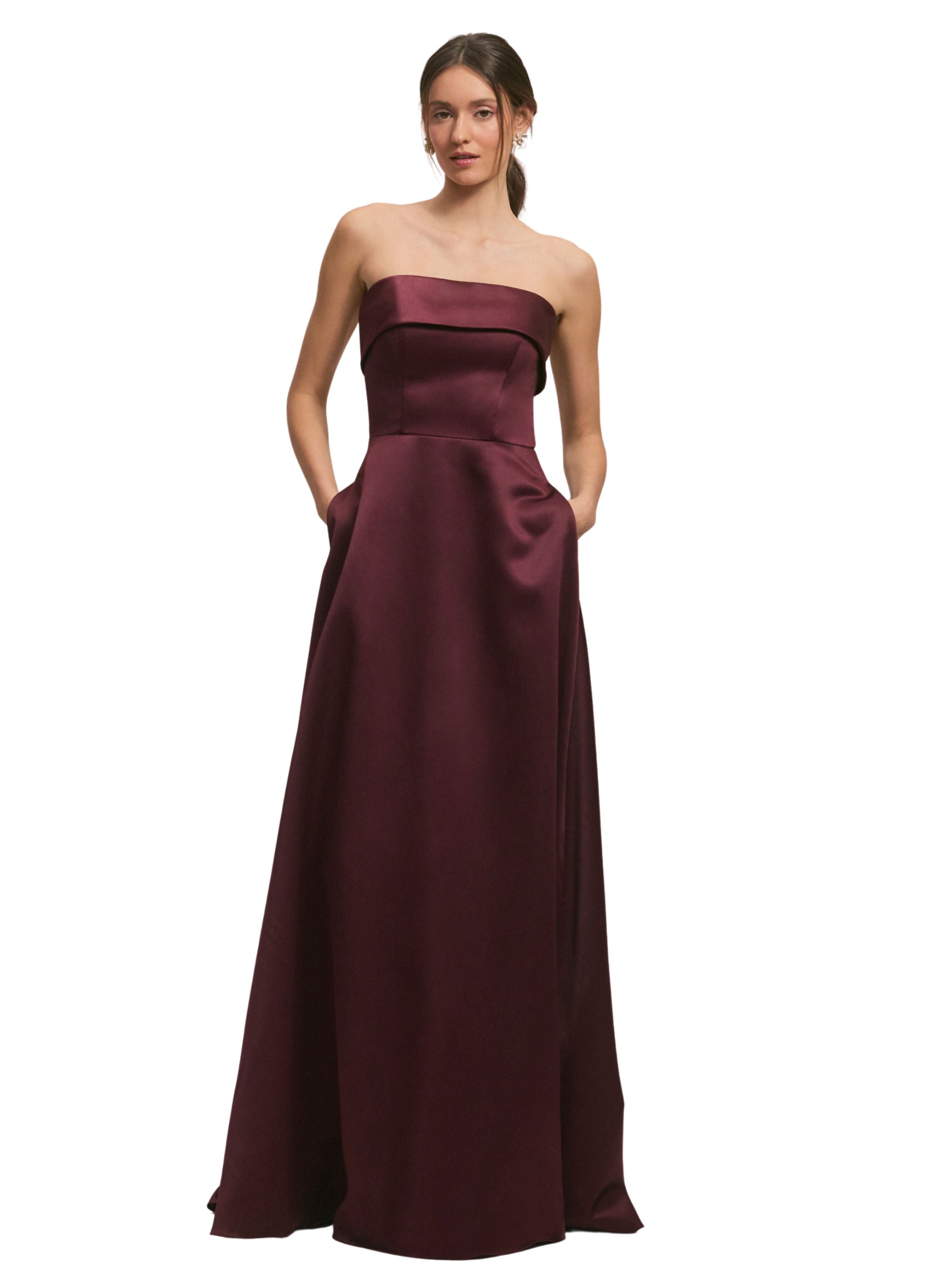 Satin A-Line Bridesmaid Dress with Cuffed Neckline Amore Gowns 2_e49d8e2c-209c-4e4f-b968-cfda91dca7bc