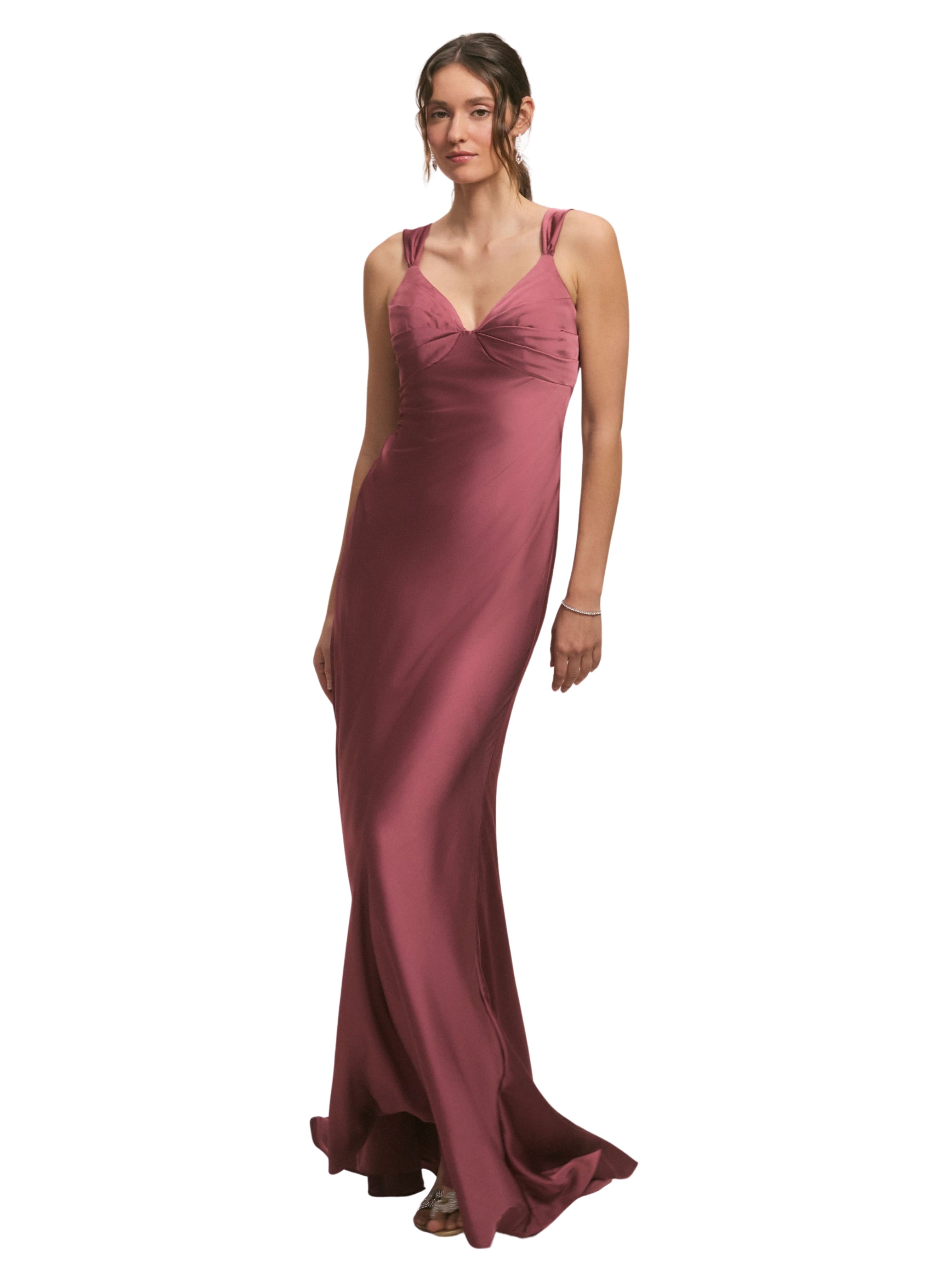 Draped Empire V-Neck Bridesmaid Dress