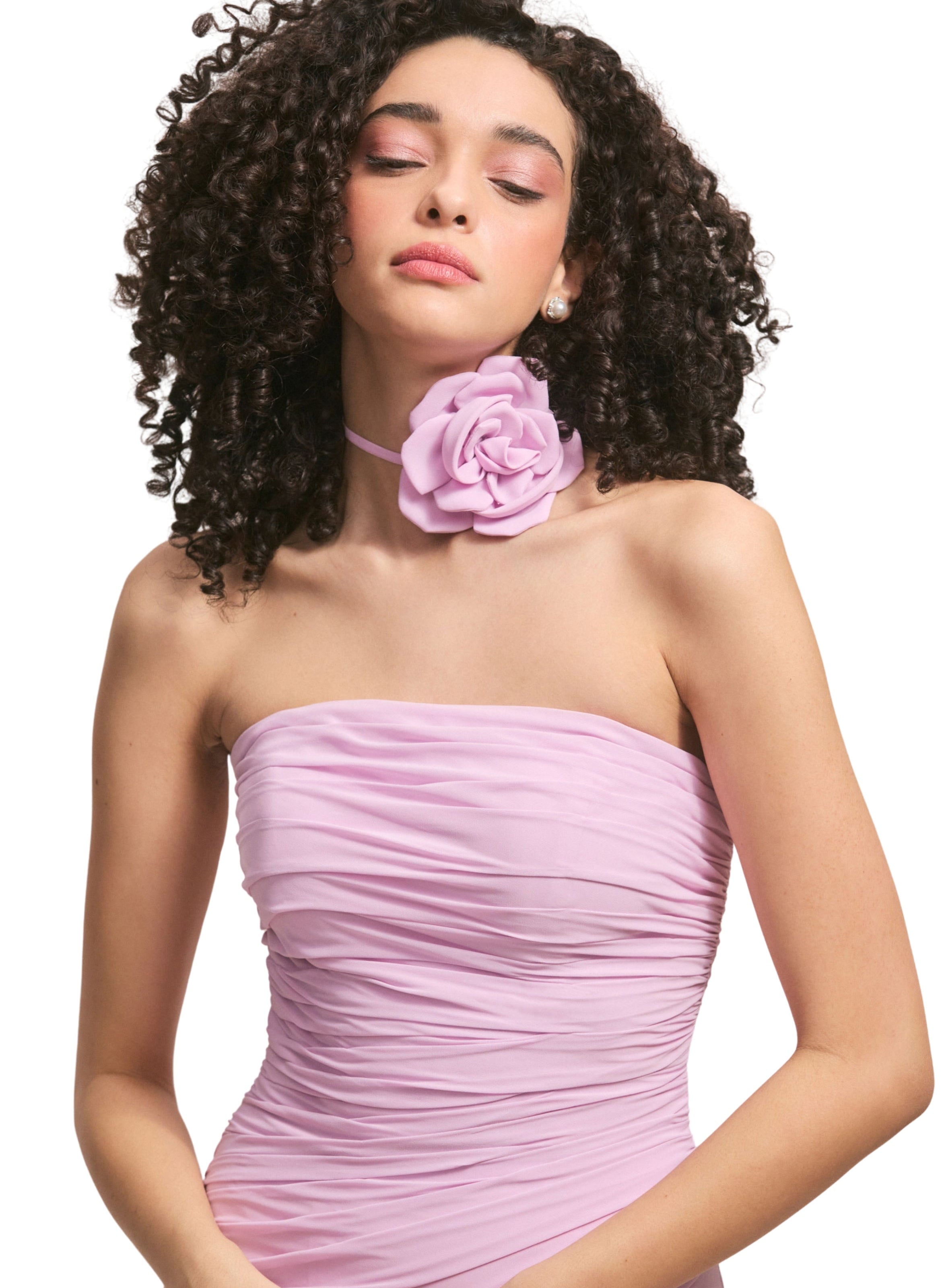 Asymmetric Dropped Waist Chiffon Bridesmaid Dress