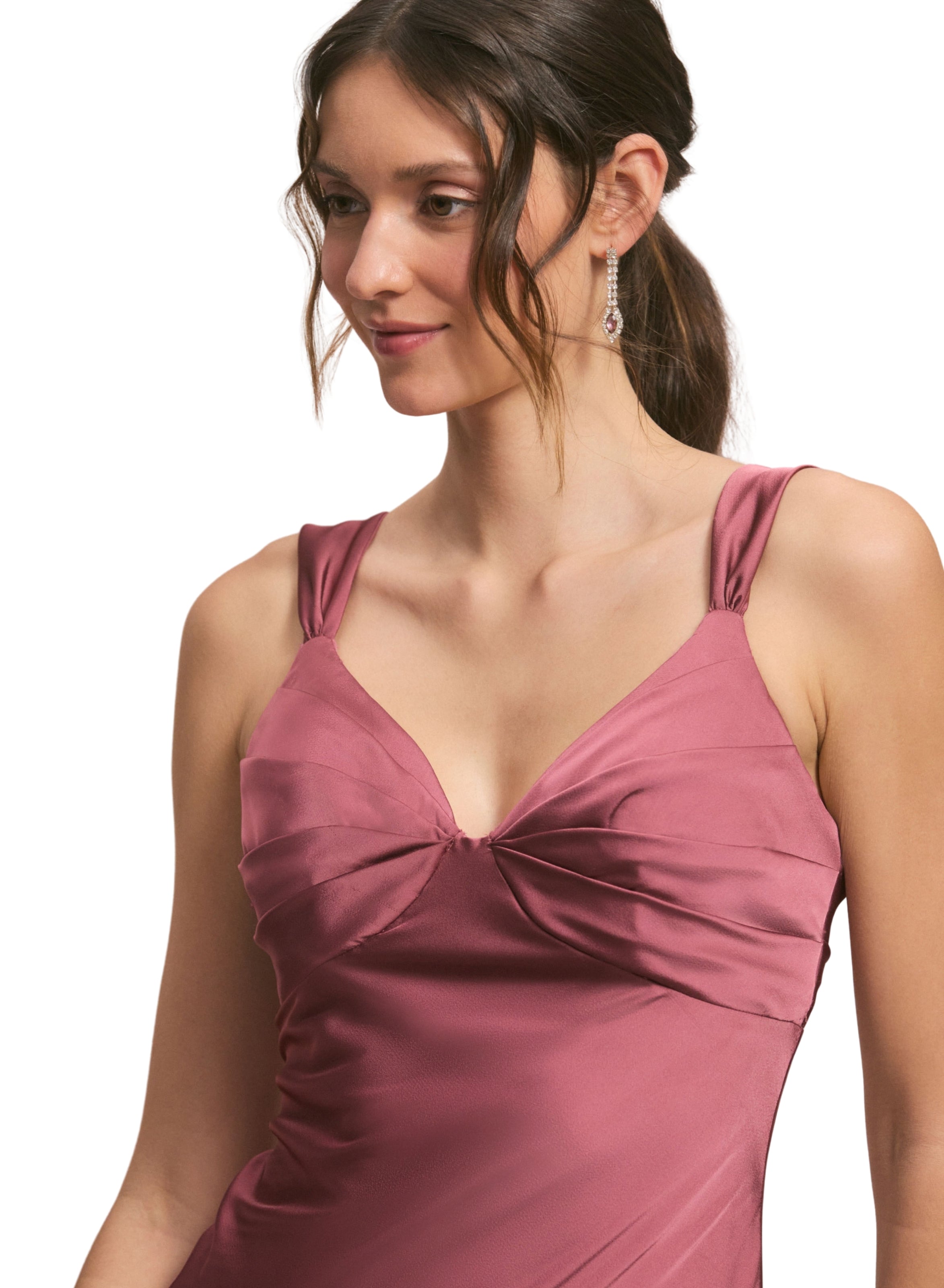 Draped Empire V-Neck Bridesmaid Dress
