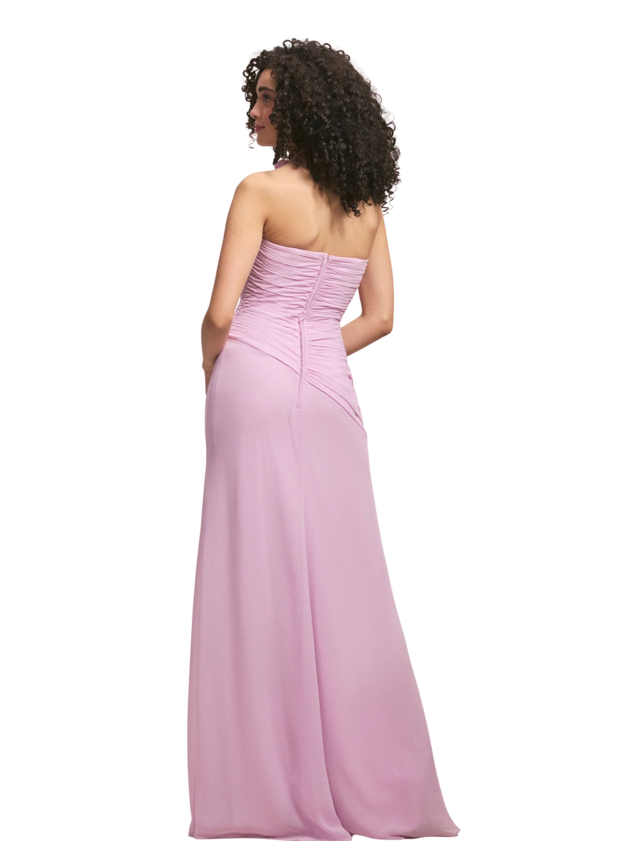 Asymmetric Dropped Waist Chiffon Bridesmaid Dress