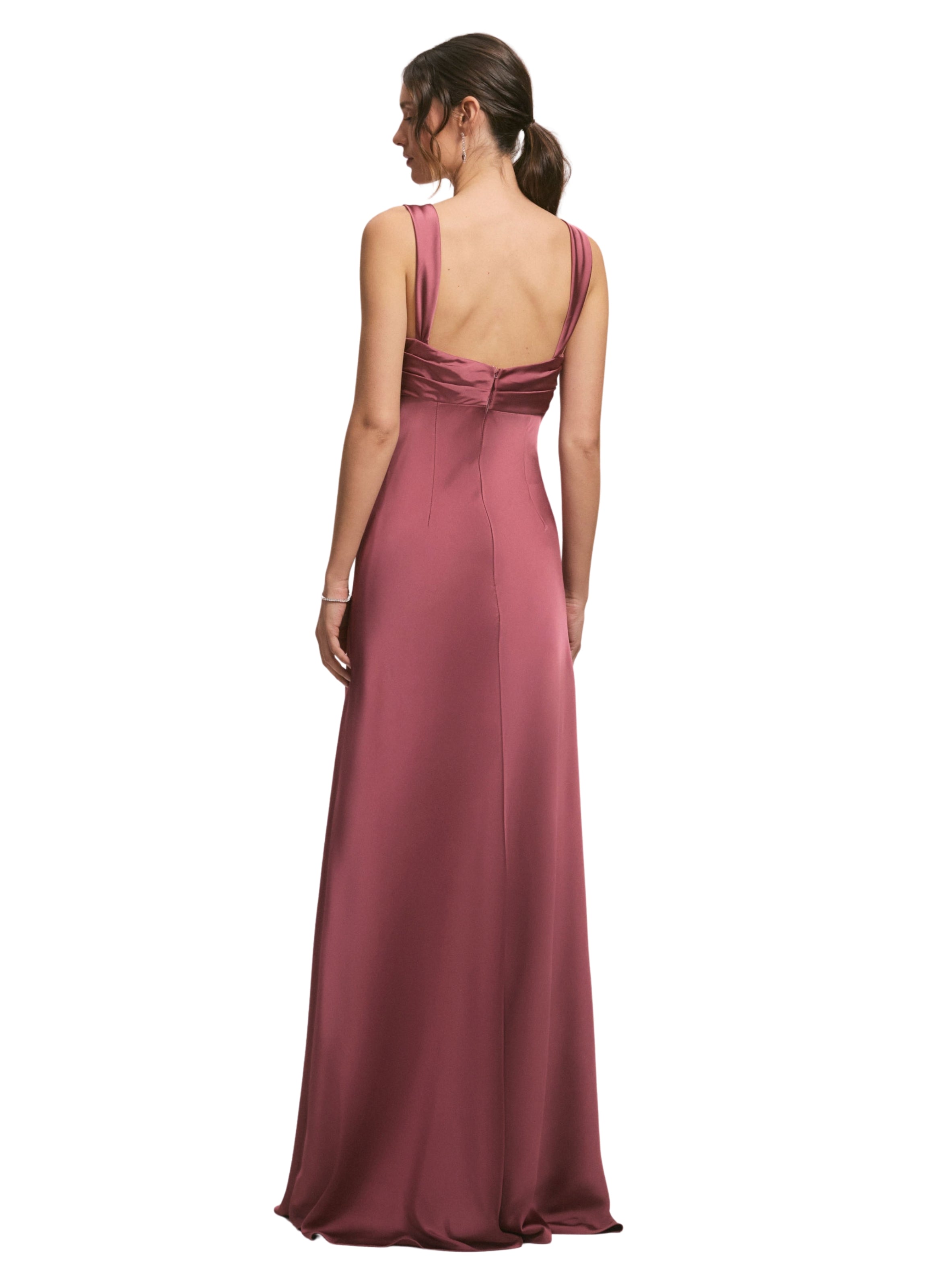Draped Empire V-Neck Bridesmaid Dress