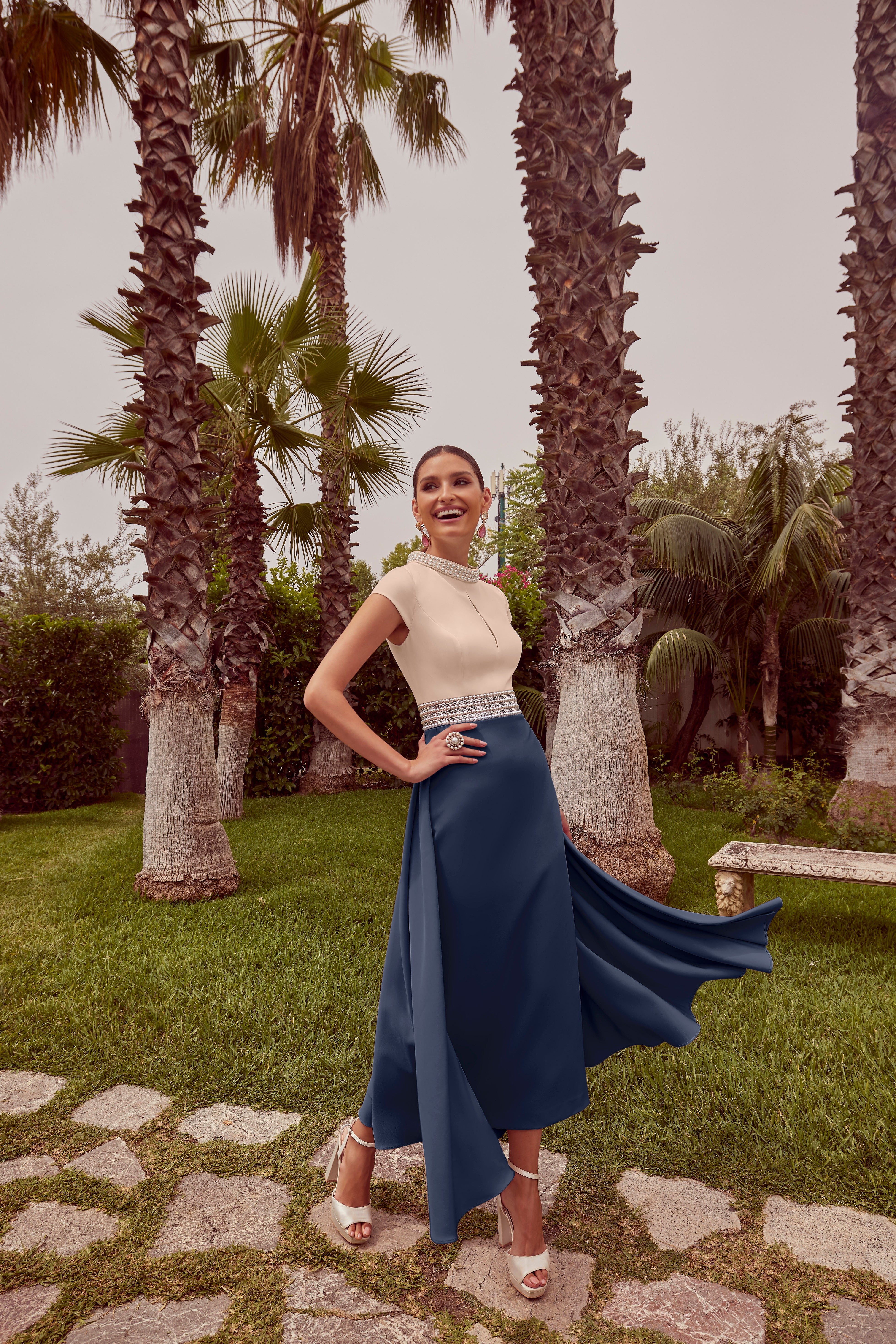 992415 Gold Navy Amore Gowns 992415_OldGold_Navy