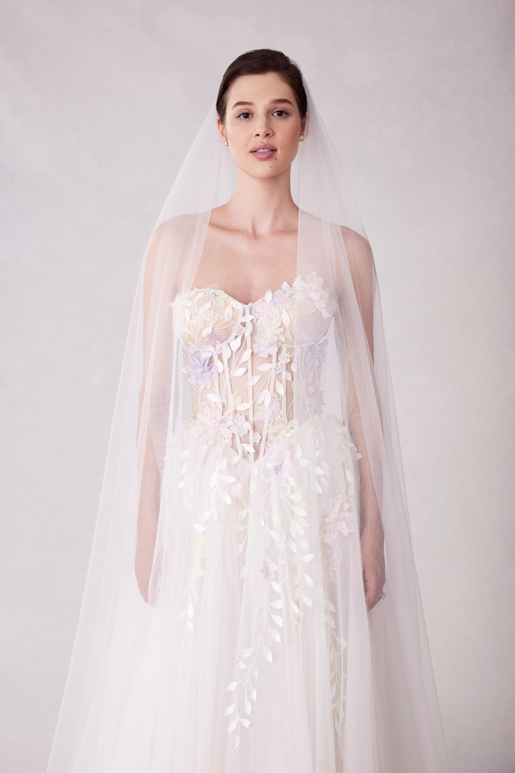 Cathedral Length Tulle Veil with Colorful Embroidered Appliqués Morilee VL1232Multi_0021