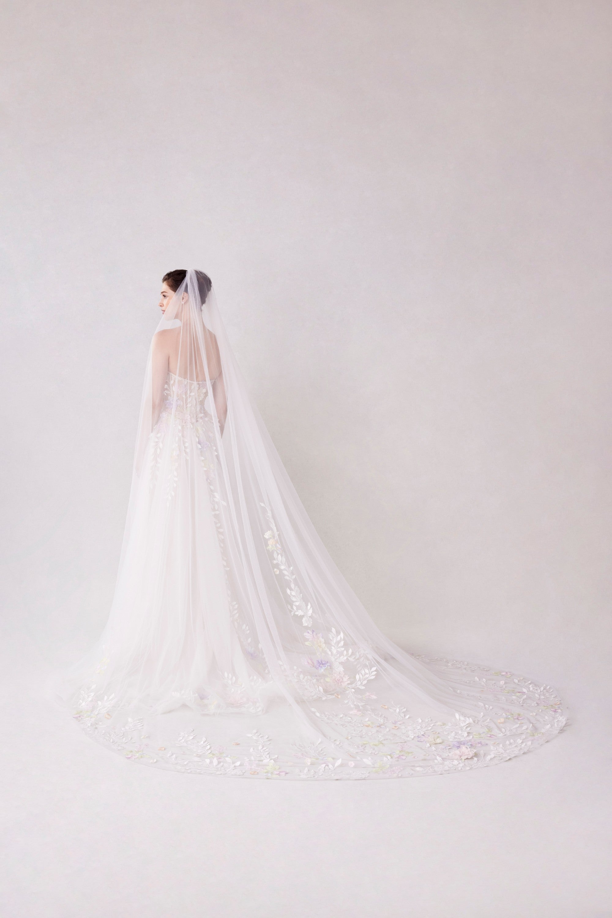 Cathedral Length Tulle Veil with Colorful Embroidered Appliqués Morilee VL1232Multi_0029