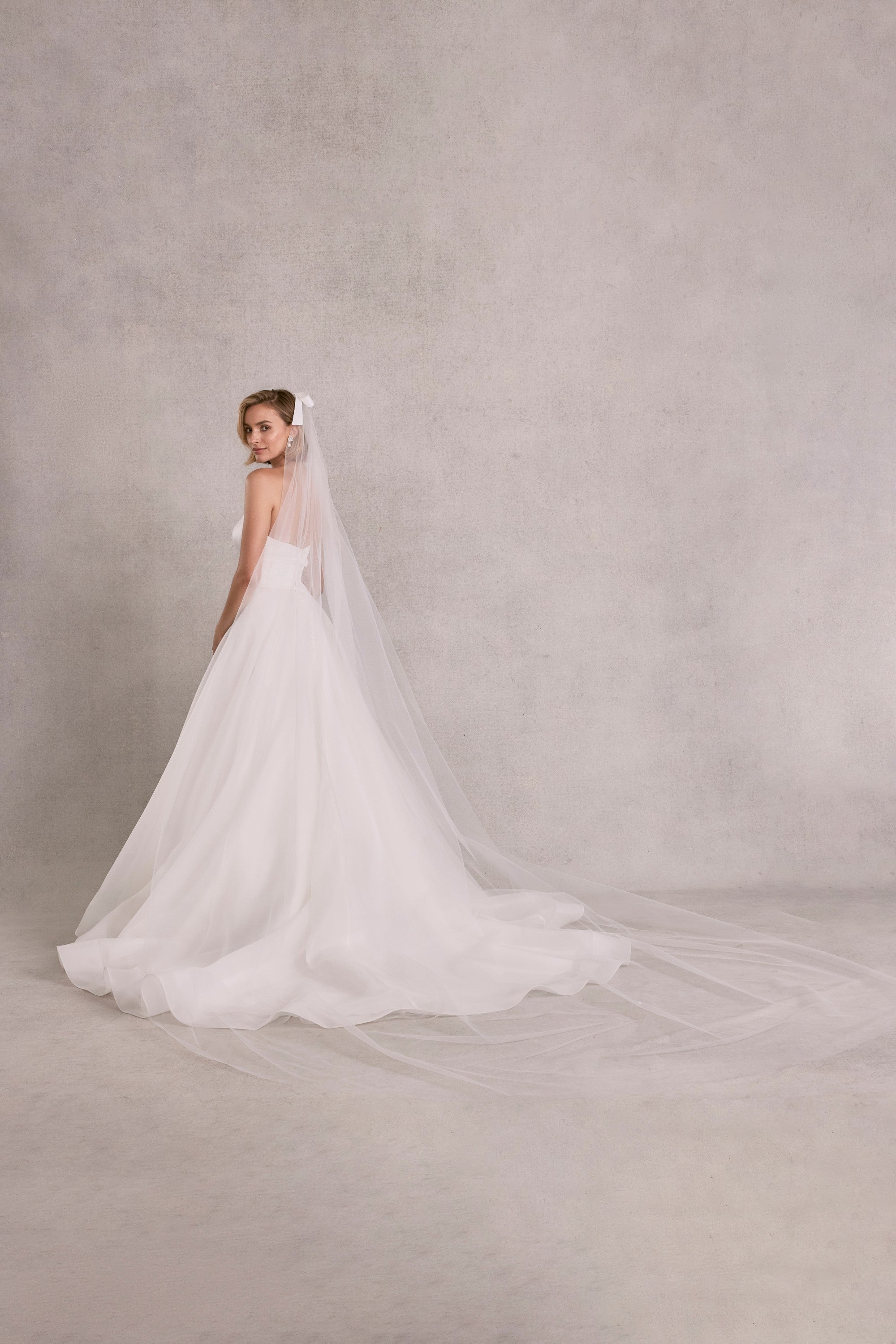 Cathedral Length Tulle Veil with Satin Bow Morilee VL1234C_Ivory_0554