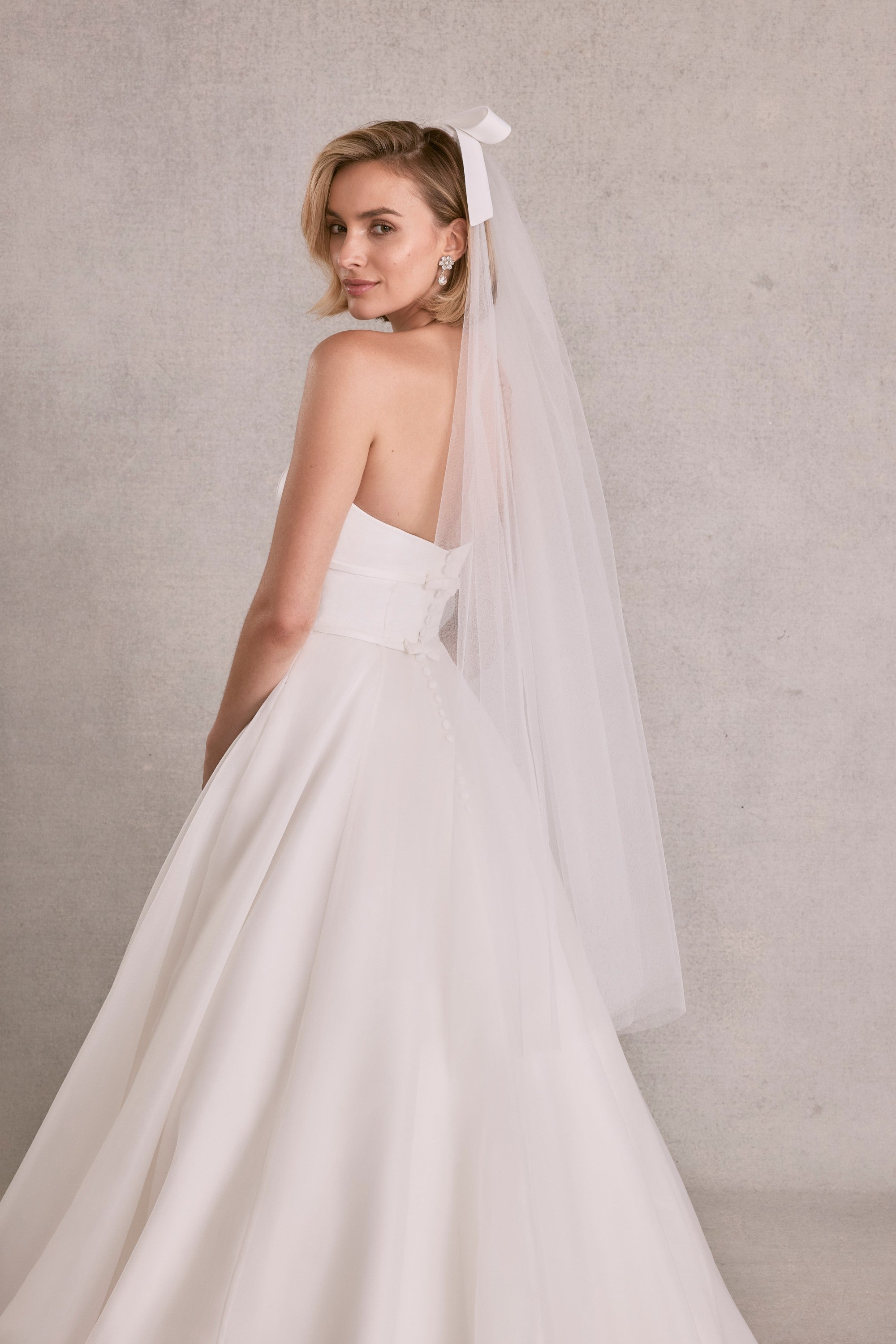 Fingertip Length Tulle Veil with Satin Bow Morilee VL1234F_Ivory_0490