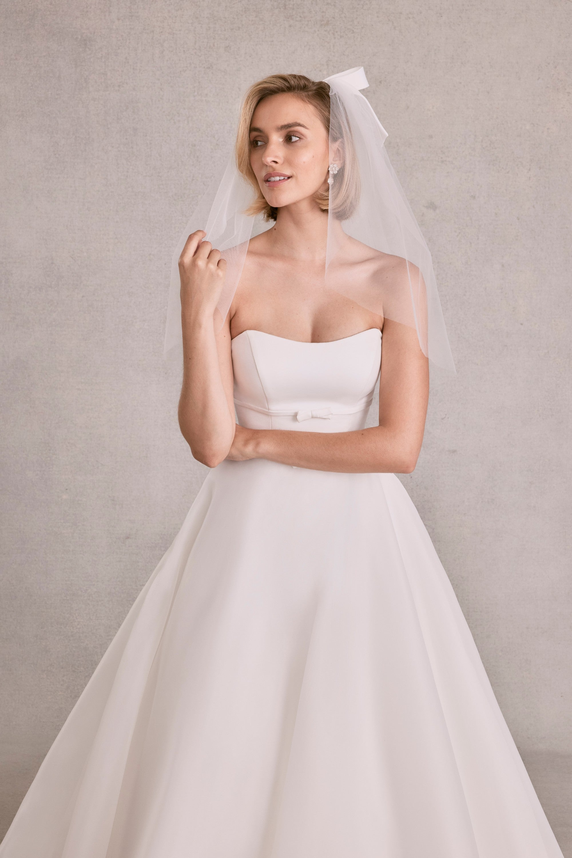 Elbow Length Tulle Veil with Satin Bow Morilee VL1234S_Ivory_0345