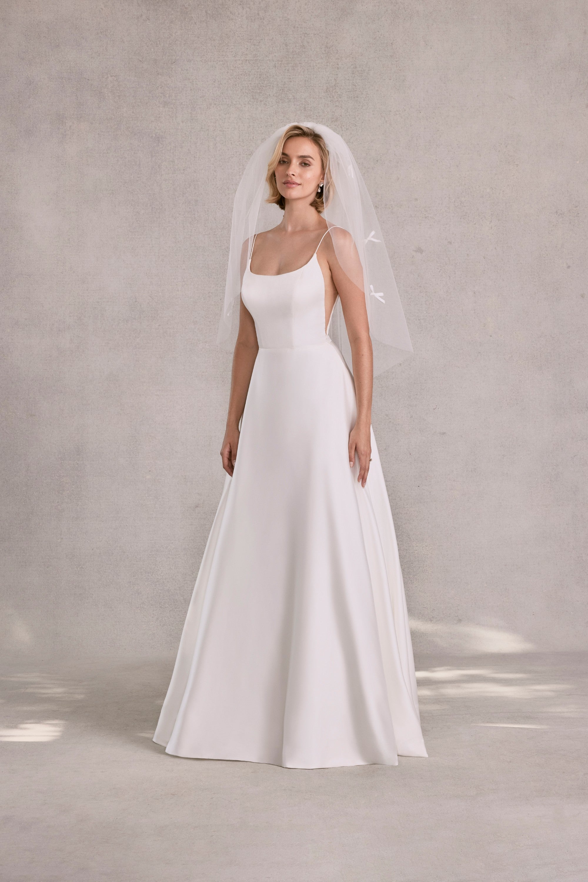 Elbow Length Tulle Veil with Scattered Satin Bows Morilee VL1235E_Ivory_0217