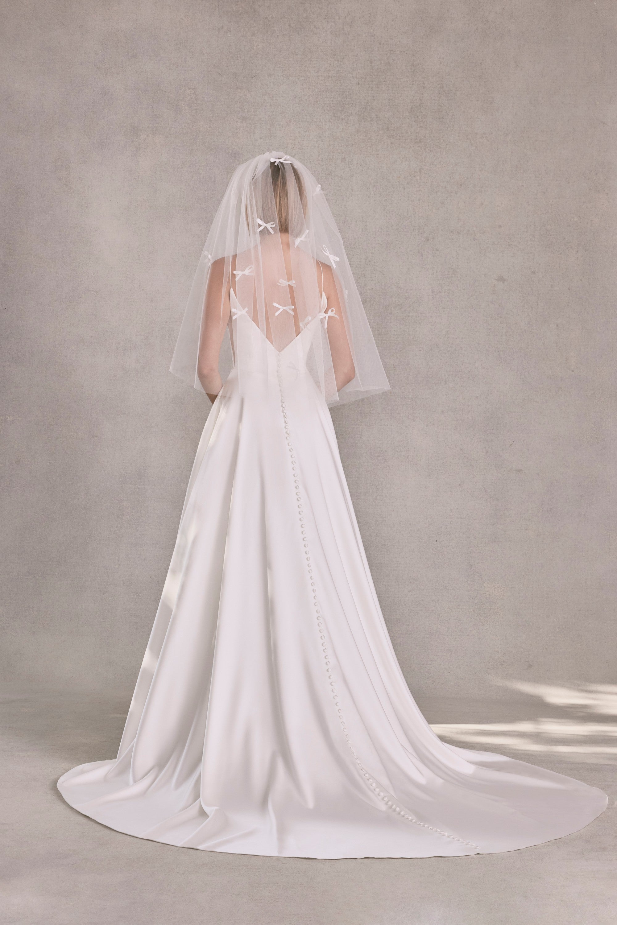 Elbow Length Tulle Veil with Scattered Satin Bows Morilee VL1235E_Ivory_0254