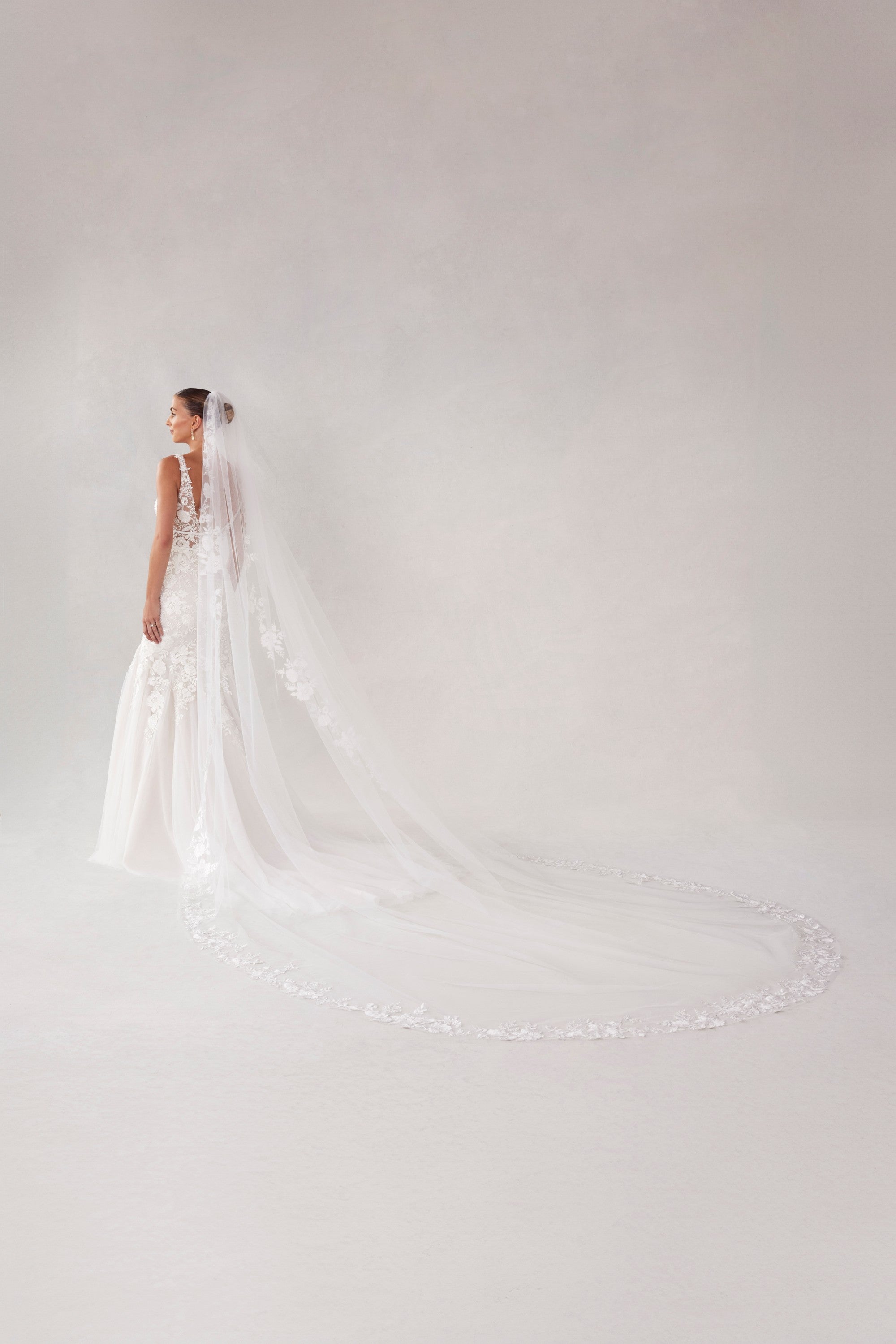 Cathedral Length Veil with Colorful Embroidered Floral Appliqués Morilee VL1239CIVORY_0040