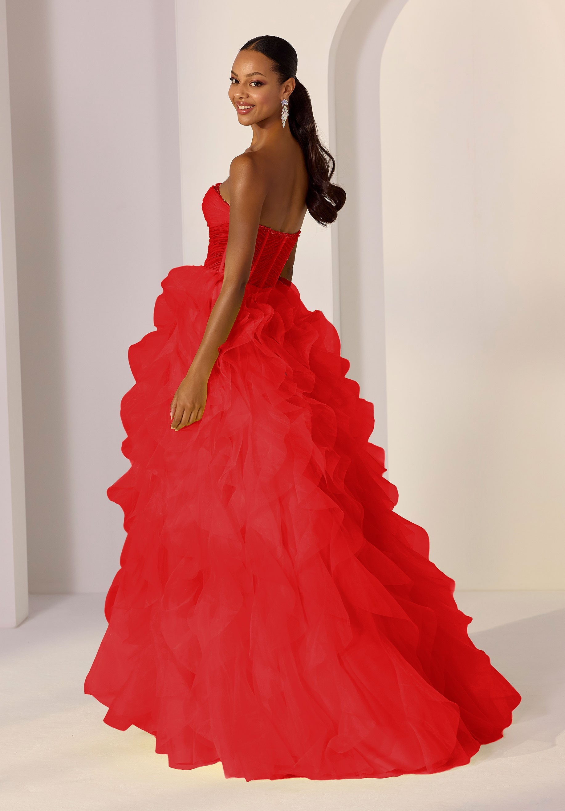 Sheer Corset Party Dress with Ruffled Organza Skirt Amore Gowns product_img_49218_gallery_img_1_5bd2a5b8-9326-4bfa-8475-a08f8c6b3808